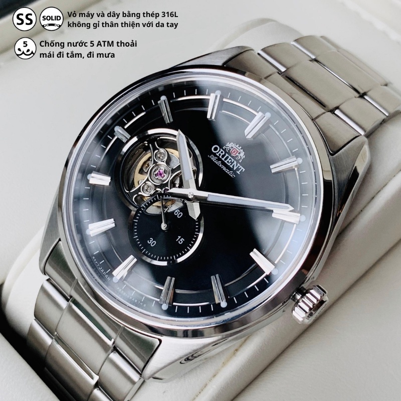 Đồng hồ Orient Small Second Opent Heart RA-AR000 nam máy cơ chống nước mặt kính Sapphire dây thép cao cấp chính hãng