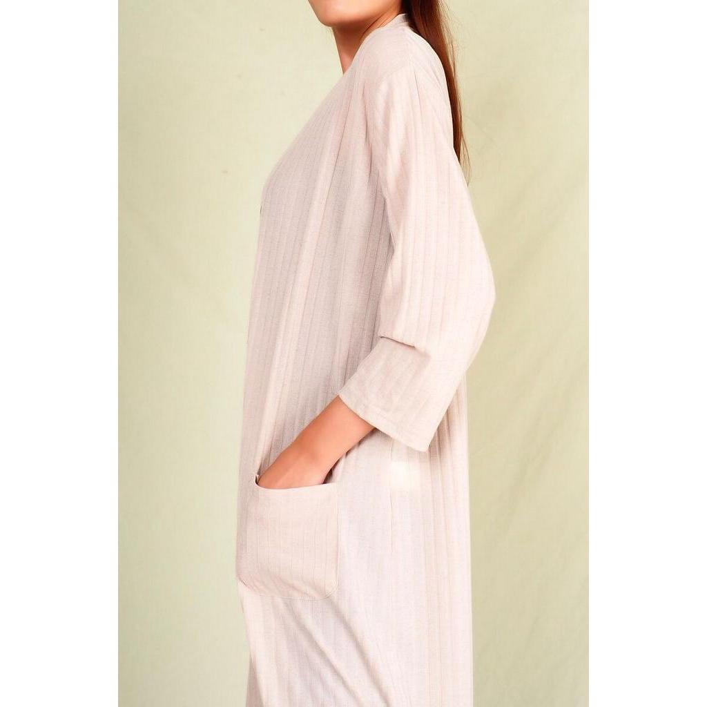 Áo khoác cardigan thun gân tay lỡ, hai túi trước CEN3FA