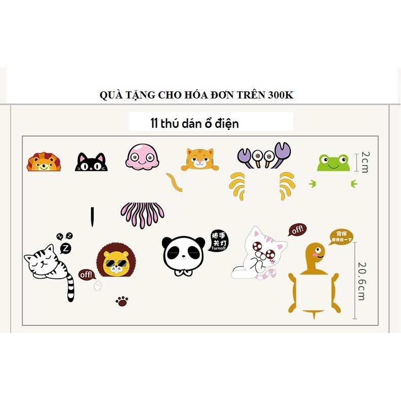 Decal dán tường 11 thú trang trí công tắc [ FULL BỘ 11 THÚ SIÊU XINH SIÊU RẺ ] chất liệu PVC mỏng độ bền lâu dài | BigBuy360 - bigbuy360.vn