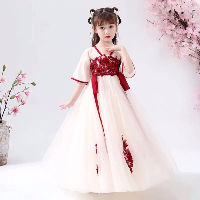 Trang phục trẻ em mới cho bé gái Hanfu váy siêu cổ tích Công chúa cổ