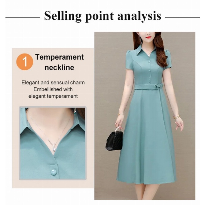 Đầm Midi Cổ Bẻ Thời Trang Thanh Lịch Cho Nữ