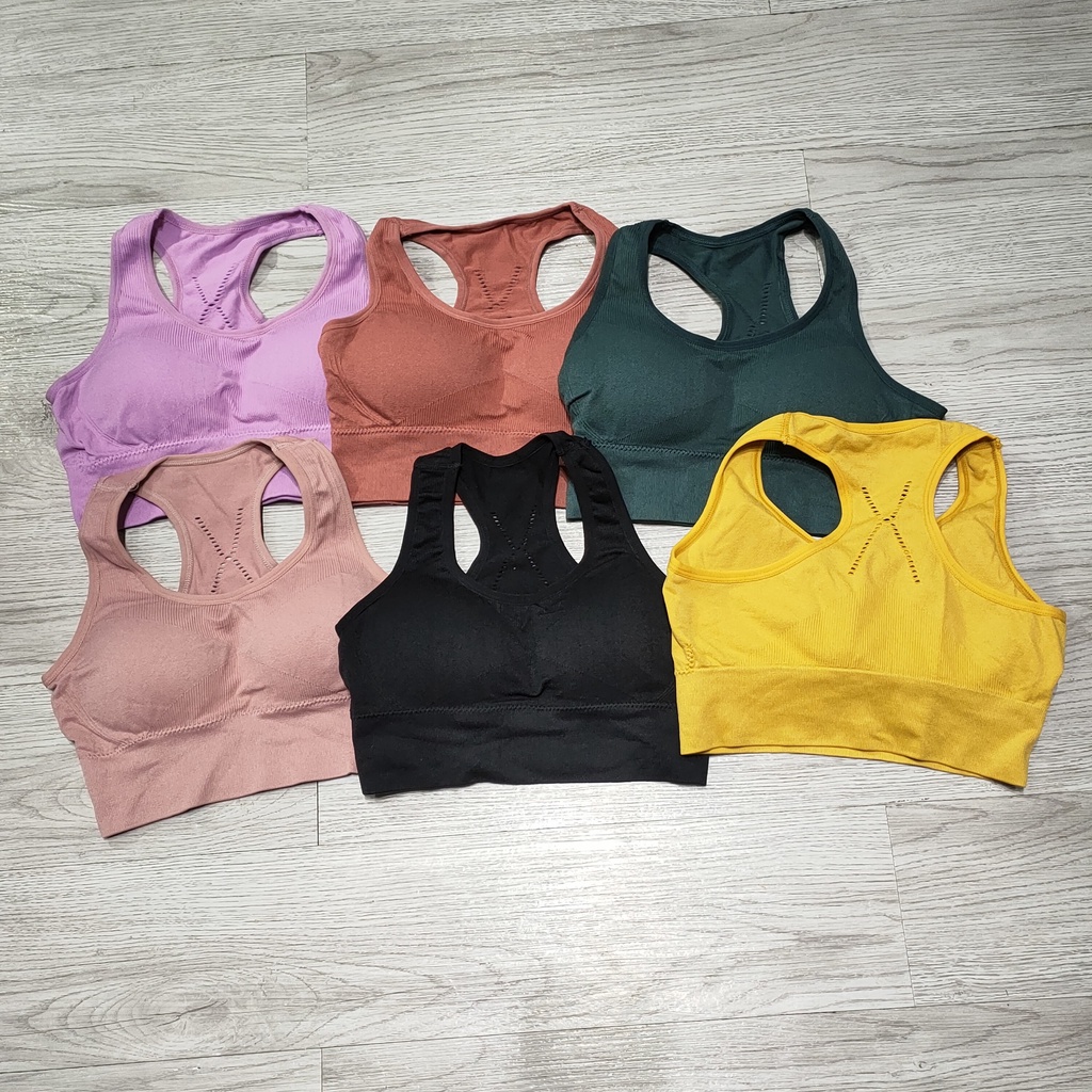 Aó bra tập gym yoga thể thao nữ dệt kim kèm mút lót freesize Bin Sports A181