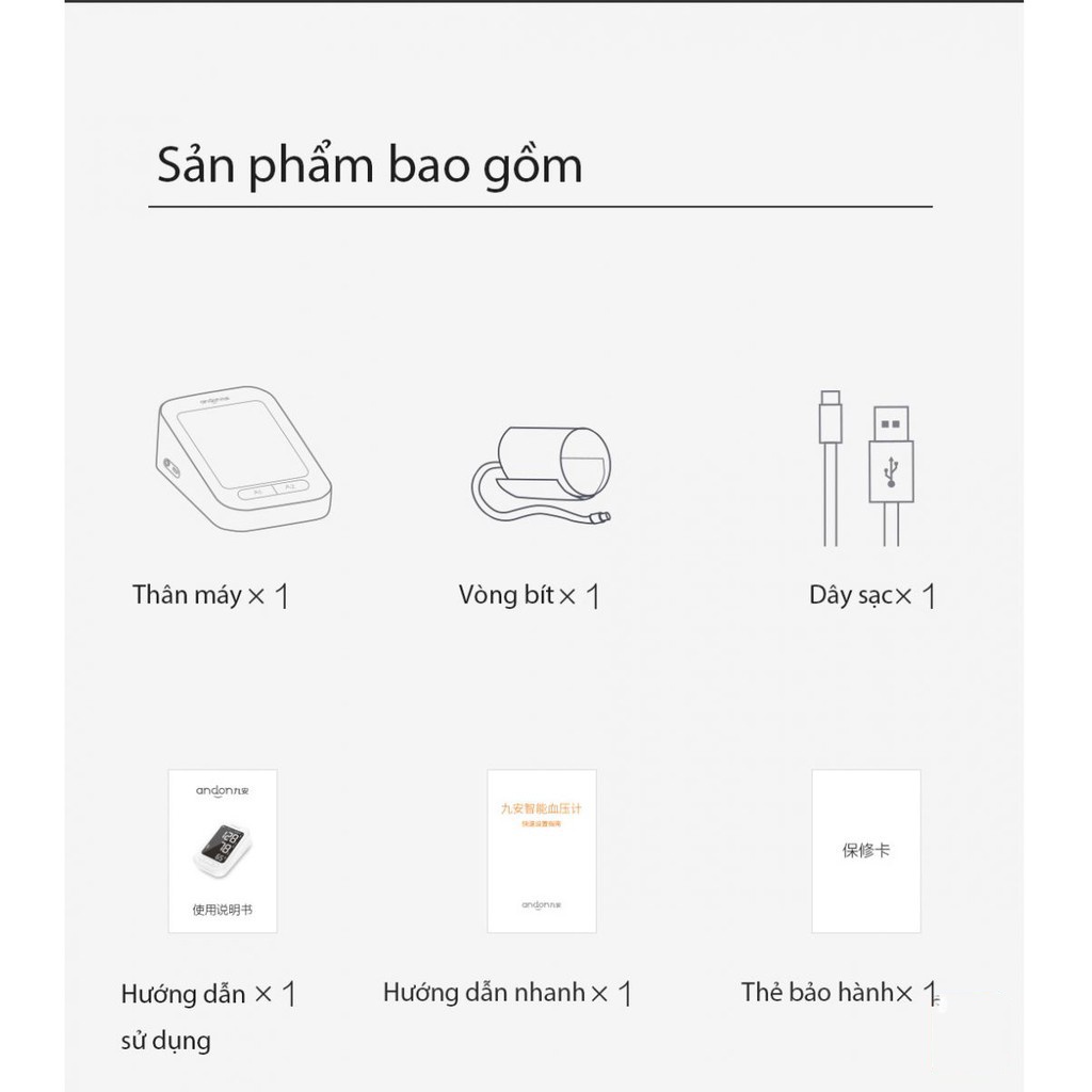 Máy Đo Huyết Áp Xiaomi Andon KD 5907-Màn Hình LCD Inch-Pin Lithium 2200mah-Dễ Sử Dụng Cho Người Già-BH 12 Tháng