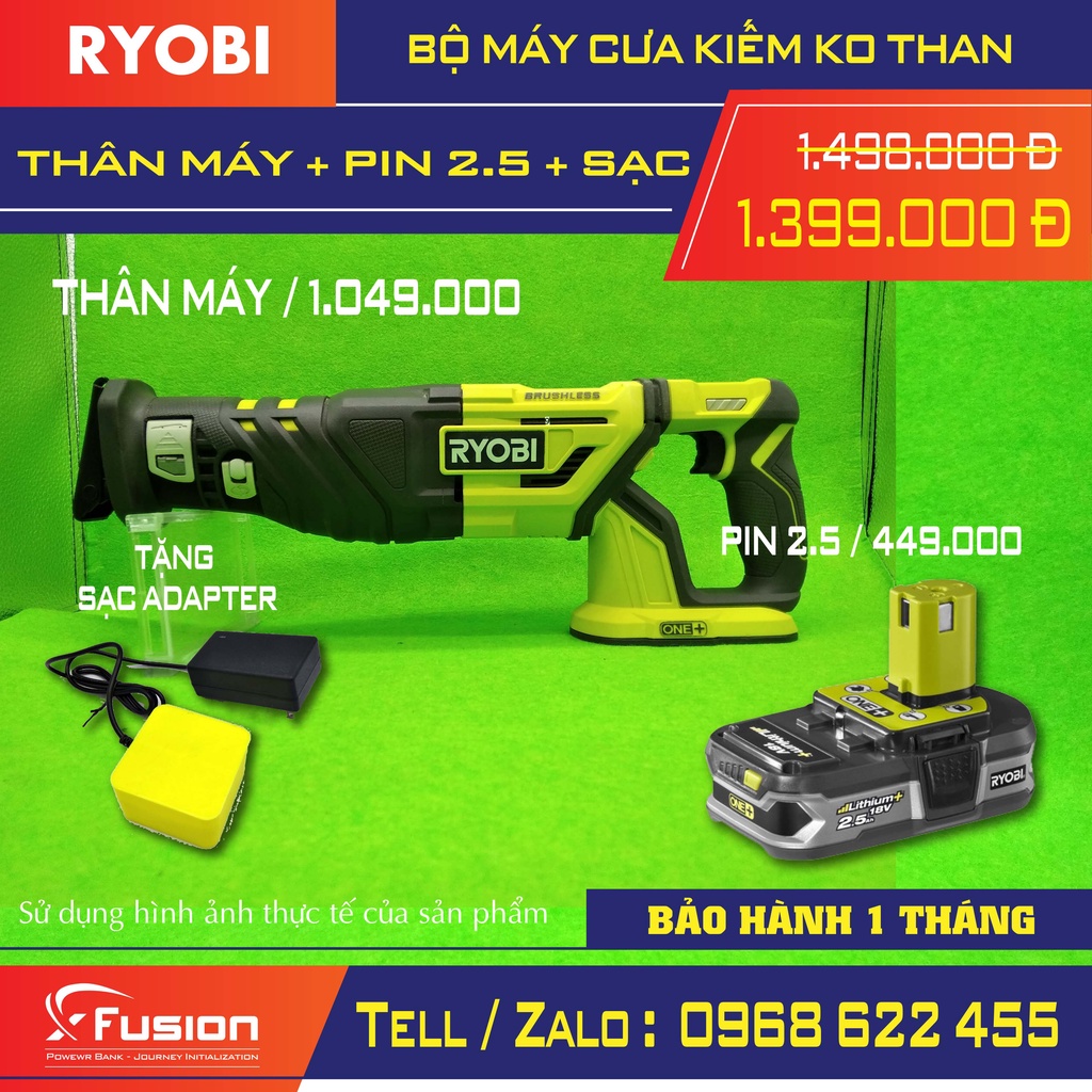 Bộ máy cưa kiếm ryobi