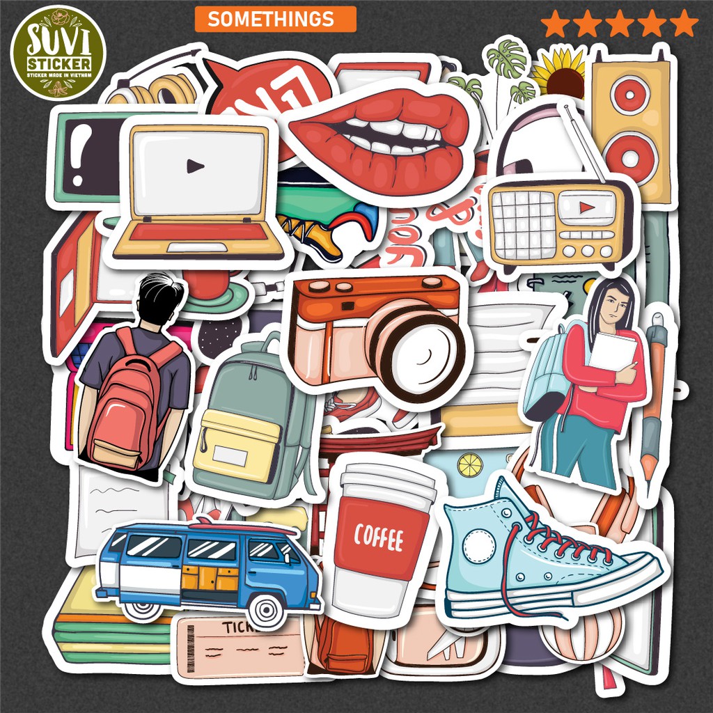 50 Sticker Somethings chống nước sticker dán laptop, điện thoại, đàn guitar, mũ bảo hiểm, vali. MSP: K08