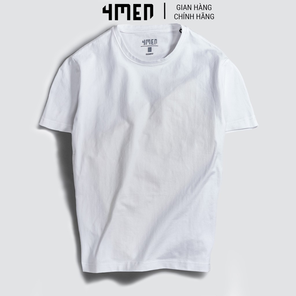 Áo thun nam đẹp 4MEN trơn basic cổ tròn ngắn tay, form suông, vải cotton đẹp cao cấp, co giãn, thoáng mát 051 | BigBuy360 - bigbuy360.vn