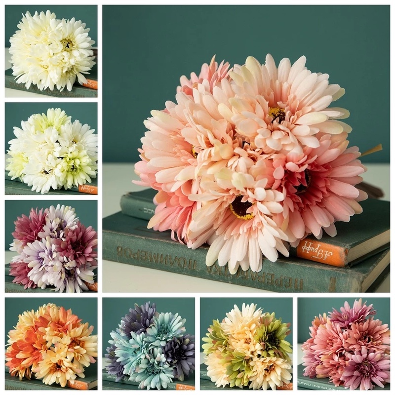1 Bó Hoa Cúc Gerbera Nhân Tạo Dùng Cho Trang Trí Nhà / Văn Phòng / Khách Sạn / Tiệc Cưới DIY