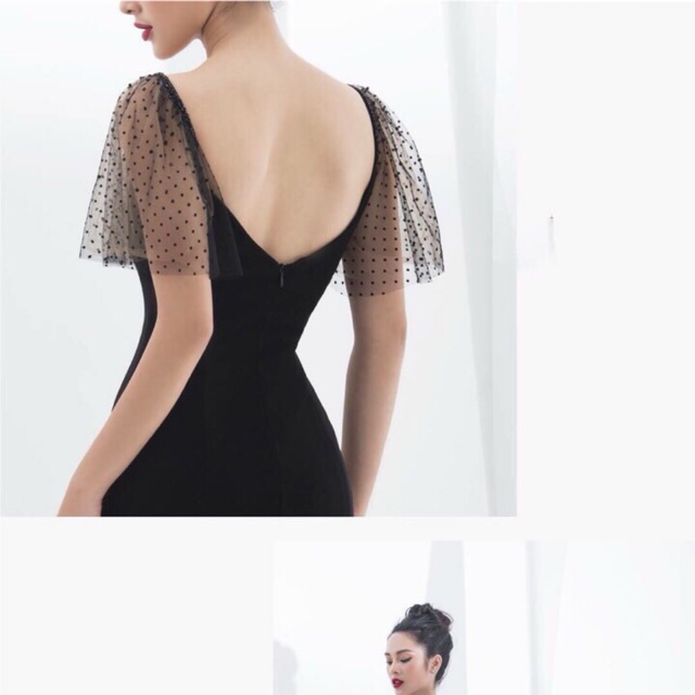 Đầm ôm body cổ tim tay lưới form căng đét ất sắc | BigBuy360 - bigbuy360.vn