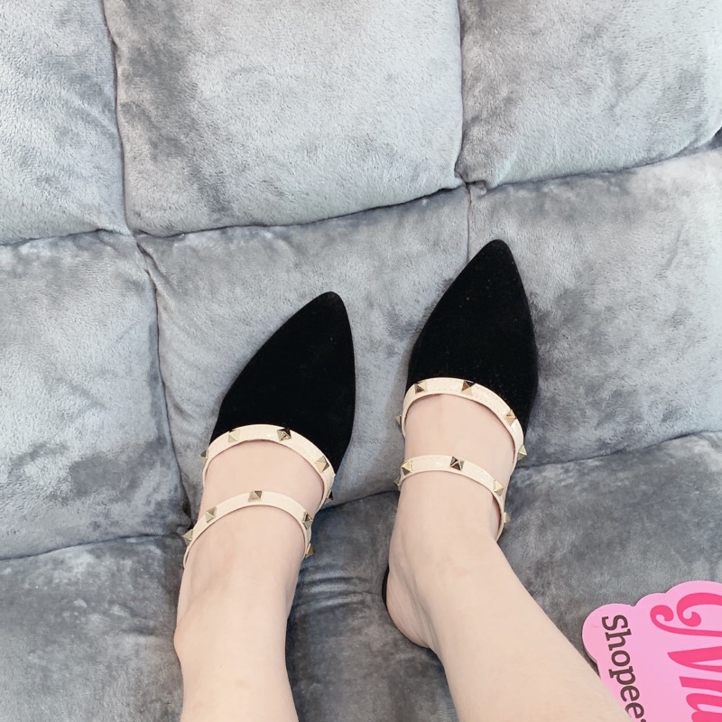 Sục nữ chất da siêu mềm mõm nhọn đế bệt giá rẻ,giày sục tiểu thư sang chảnh mã 666