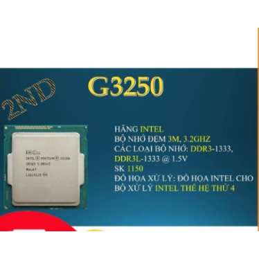 Bộ vi xử lý CPU Intel Pentium G3250 3.2GHz / 3MB / HD Graphics / Socket 1150 xoaishop97