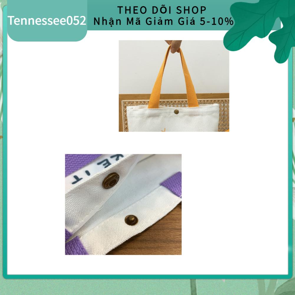 Túi vải canvas tote xách tay một vai di động sức chứa lớn mua sắm quà tặng sinh viên hoạt hình dễ thương