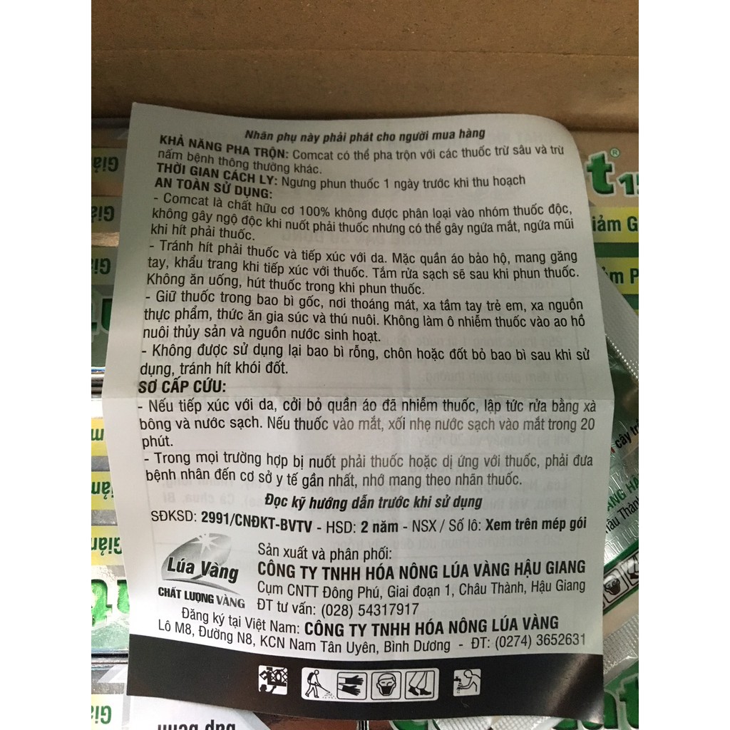 Sản phẩm SINH TRƯỞNG CHO CÂY TRỒNG COMCAT 150WP-GÓI 5 GRAM