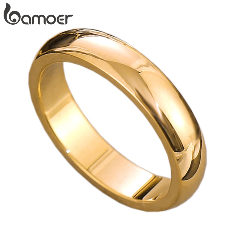 Nhẫn BAMOER bằng thép không gỉ thiết kế đơn giản thời trang cao cấp cho nam nữ