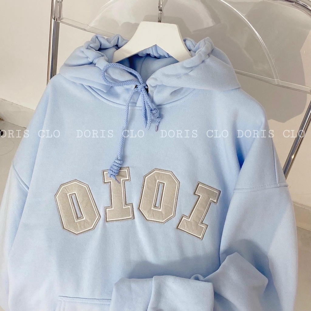 Áo Khoác Hoodie Unisex Thêu Chữ OIOI Vải Nỉ Cap Cấp Phối Nón Cách Nhiệt Cực Tốt Phong Cách Học Sinh Cá Tính