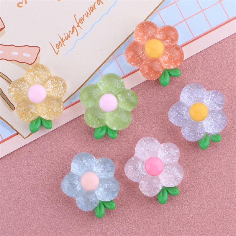 Bộ 10 Kẹp Tóc Hình Hoa Hướng Dương Bằng Nhựa Trong Suốt DIY