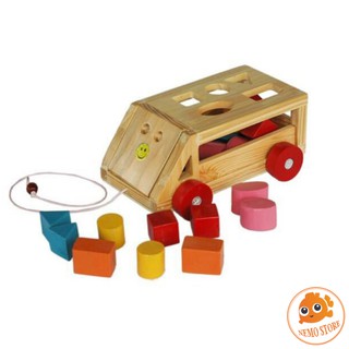 Xe ô tô cũi thả hình bằng gỗ giúp bé phát triển tư duy hình khối - Bé vừa chơi vừa học