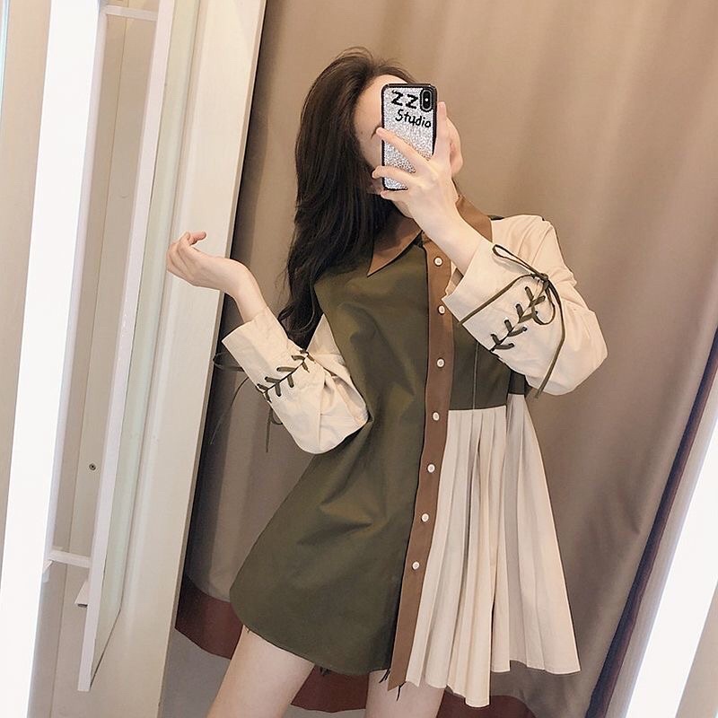Áo sơ mi cá tính hàng Quãng Châu nổi bật phong cách màu xen lẫn đầm lạ mắt