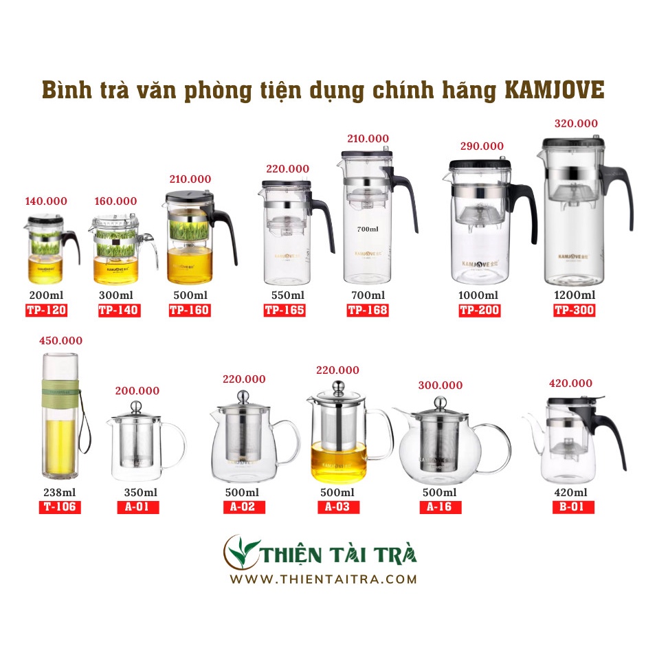 Ấm Trà Thủy Tinh Hàng Chính Hãng Đủ Kích Cỡ