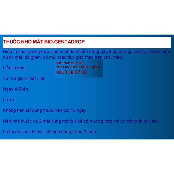 Nhỏ mắt cho chó mèo gà đá Bio Genta Drop 10ml