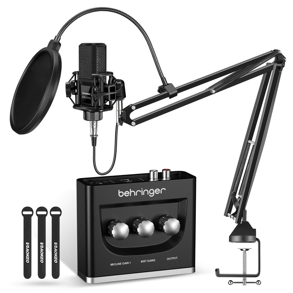BEHRINGER Bộ Micro Condenser Thu Âm Giọng Nói Với Bộ Lọc Âm Thanh Diaphragm Và Giá Đỡ Chống Sốc Cho Máy Tính