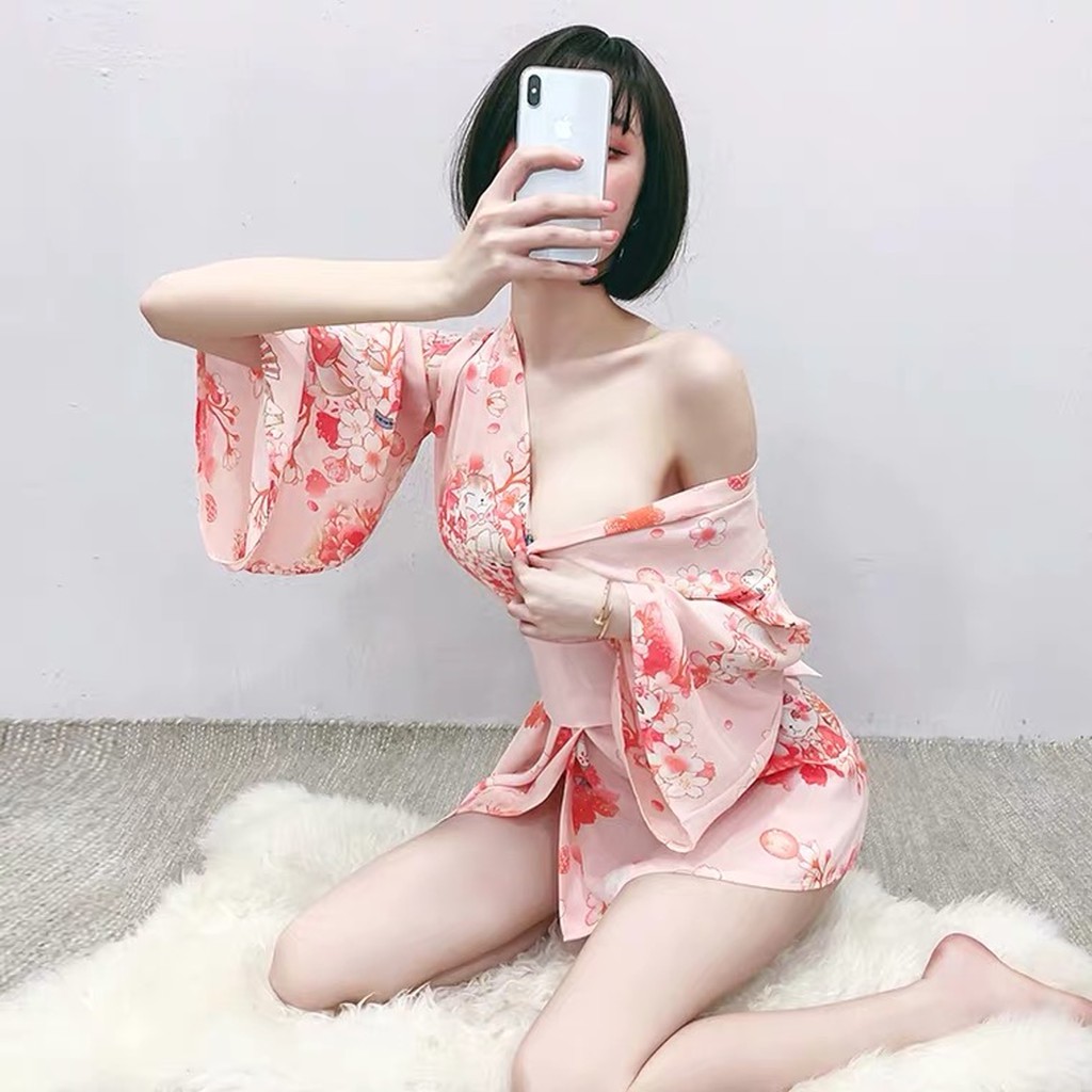 Đồ ngủ sexy kimono hoa anh đào Nhật Bản gợi cảm quyến rũ 806