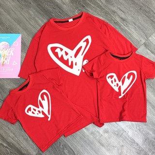Áo Thun Đồng Phục Gia Đình Cho Bố Mẹ Bé In Hình Trái Tim DLX