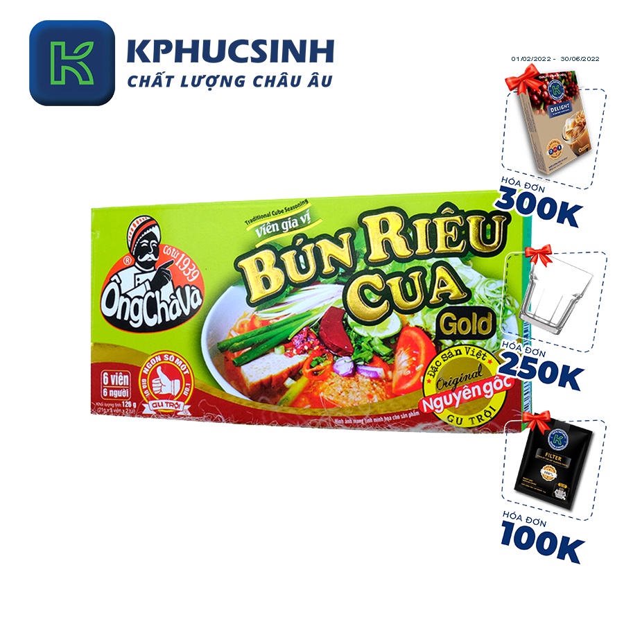 Viên gia vị bún riêu Gold 126g KPHUCSINH - Hàng Chính Hãng