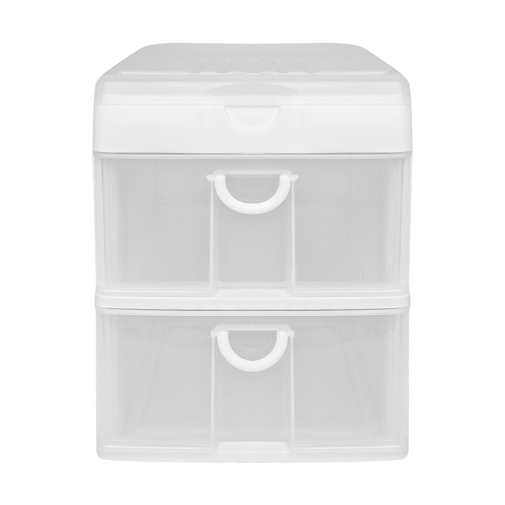 HomeBase JCP Tủ nhựa mini để bàn 2 ngăn kéo 5891 Thái Lan W26xH34.5xD33cm màu trắng