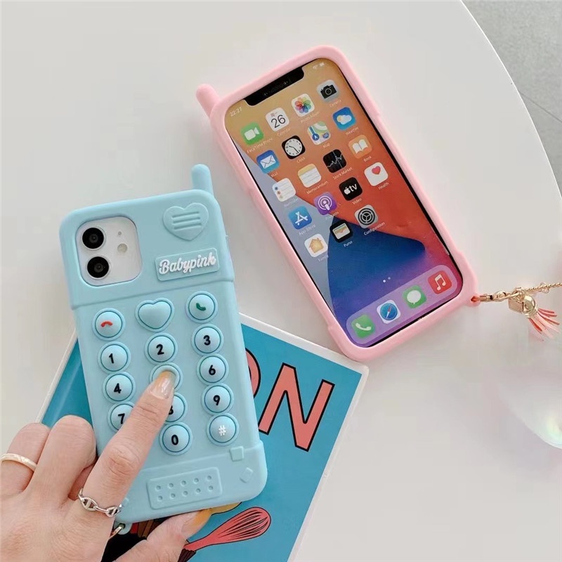 Ốp Điện Thoại Silicon Gắn Quả Bông 3D Cho iPhone 13 12 11 Pro XS MAX X XR 7 8 6 6S Plus