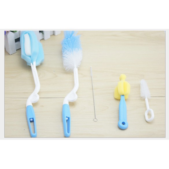 Sỉ 10 bộ dụng cụ cọ bình sữa MOONSHIP, Dụng Cụ Cọ Ly 4 Chi Tiết/ 5 chi tiết