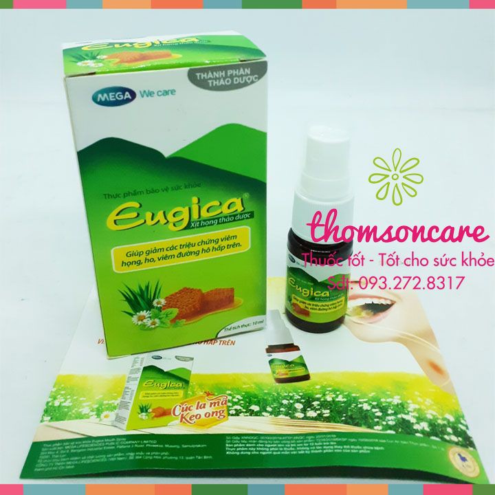 Xịt họng từ thảo dược Eugica - hỗ trợ giảm ho, đau họng từ mật ong, bạc hà và dược liệu