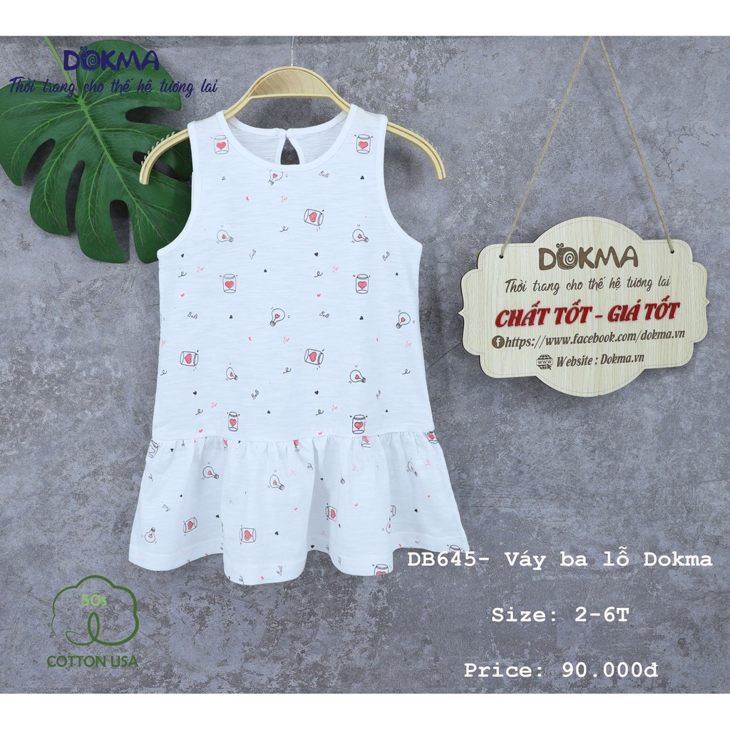 [Mã FAMAYFA2 giảm 10K đơn 50K] DB645 Váy ba lỗ cotton bé gái Dokma (2-6T)