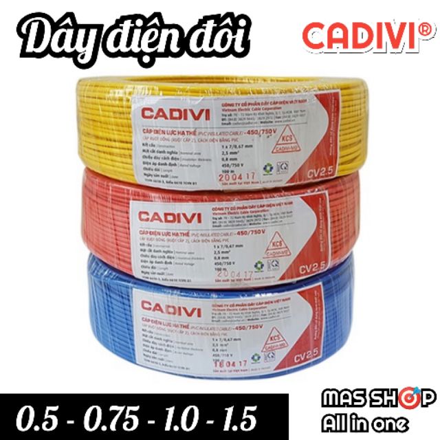 [Bán lẻ theo 1 mét] Dây điện đôi mềm VCMD CADIVI / 2x0.5 - 2x0.75 - 2x1.0 - 2x1.5 (mm)