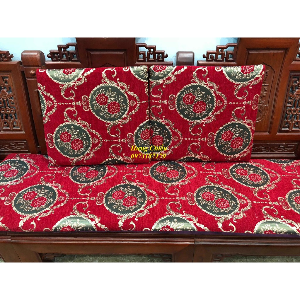 Bộ thảm trải ghế hoa tròn đỏ ( tháo vỏ )