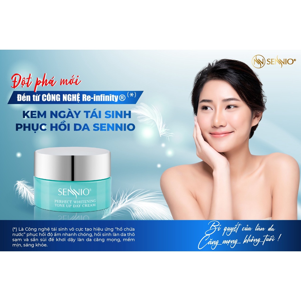 Kem dưỡng ẩm Sennio Perfect Whitening Day Cream dưỡng trắng da mặt ban ngày tái tạo và phục hồi da 30g