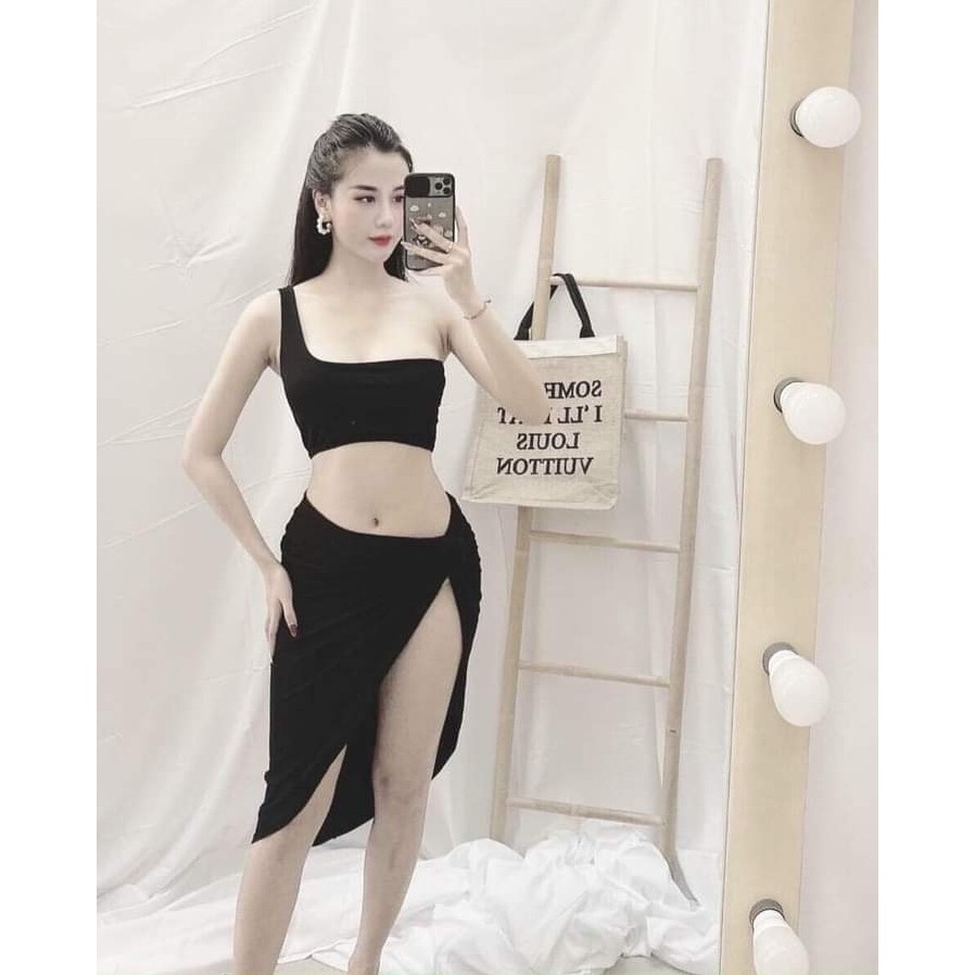 [ HÀNG CÓ SẴN ] Bikini đồ bơi đi biển hai mảnh sét 3 món lệch vai sang chảnh nhiều màu (5 màu) VATIXA BKN61