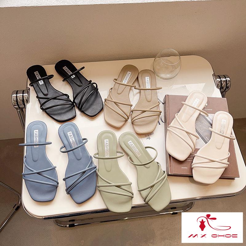 M & X~ Giày Sandal Đế Mềm Phong Cách Roman Mùa Hè Dễ Phối Đồ Cho Nữ