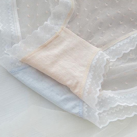 Quần lót nữ ren dệt lưới kháng khuẩn xuyên thấu Kawaii 356