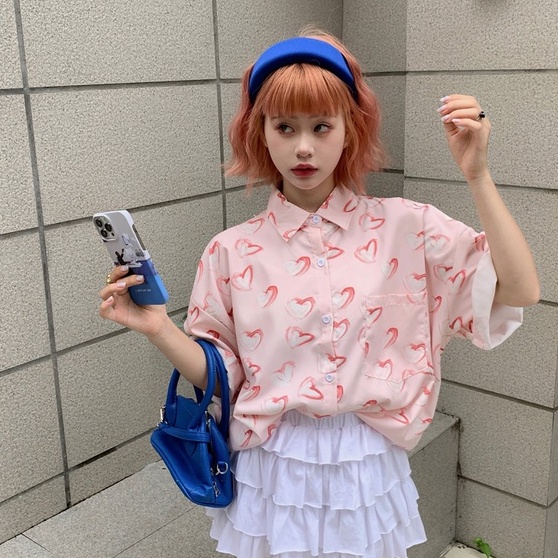 【ZHELIHANGFEI】Áo Sơ Mi Tay Ngắn Cổ POLO Họa Tiết In Theo Phong Cách Nhật Bản Dễ Phối Đồ