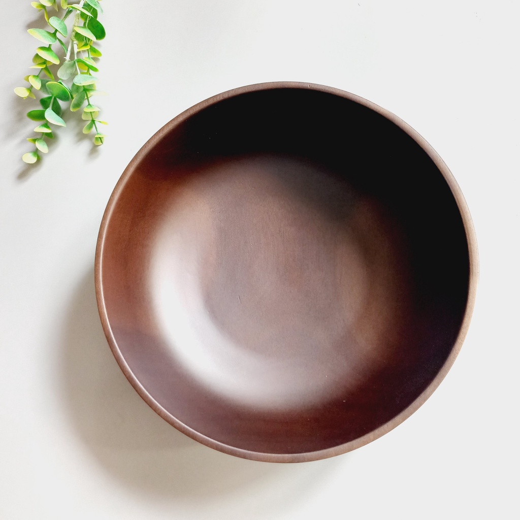 Bát Salad Gỗ Keo Màu Nâu Đen Socola Siêu Bự 23x9cm, Bát Gỗ Keo Đựng Đồ Ăn Đẹp Mắt, Decor Trang Trí Chụp Ảnh Của Vitrapro