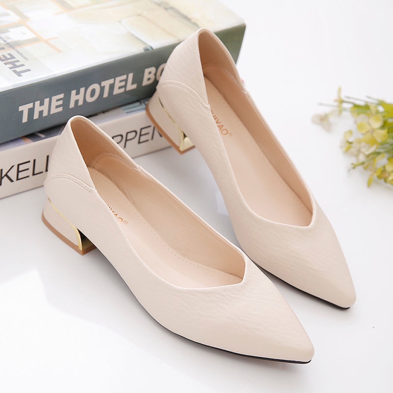 Giày cao gót IELGY bằng da thật mũi nhọn thời trang cho nữ