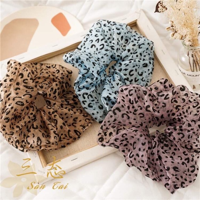 🥨Chun cột tóc scrunchie voan da báo