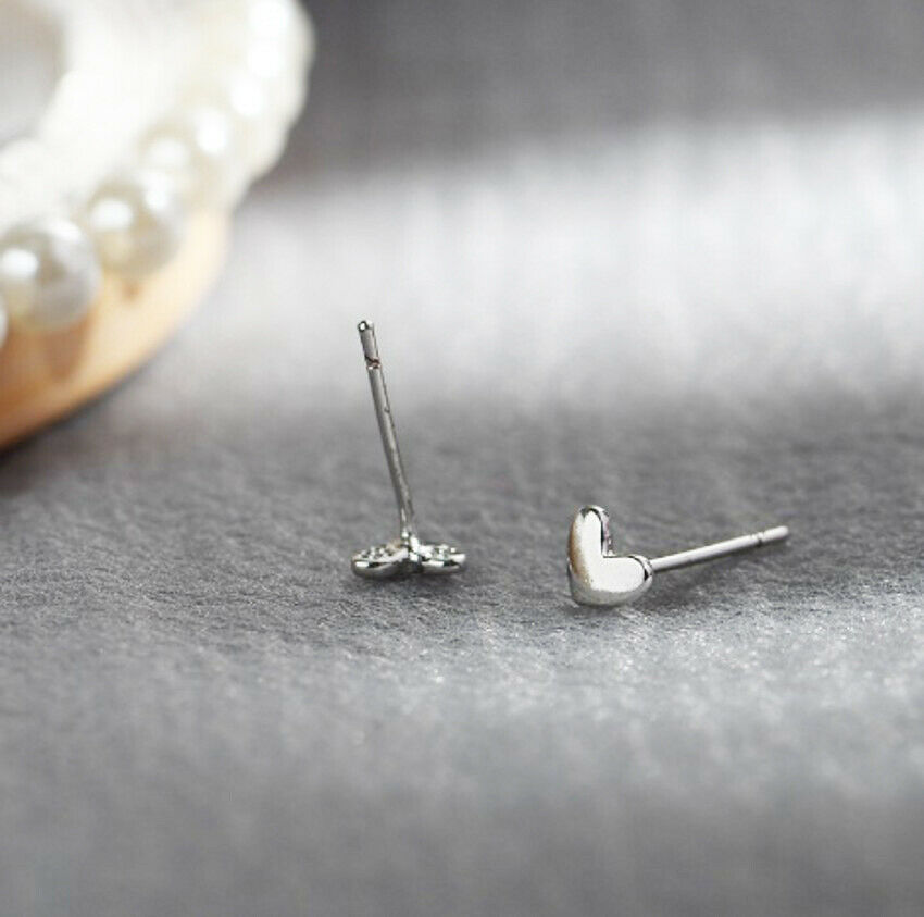 Hoa Tai Xi Bạc Hình Trái Tim Thiết Kế Hợp Thời Trang