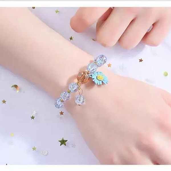 Vòng Tay Chuỗi Hạt  Pha Lê Mặt Hoa Cúc Thời Trang