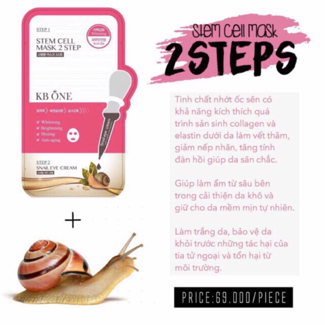 🐌🐌 Mặt Nạ Dưỡng Chất Ốc Sên Stem Cell Mask 2Step