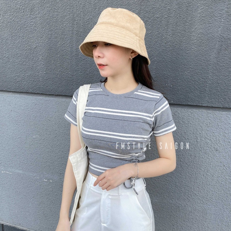 Áo thun tay ngắn rút dây bên nữ ulzzang trơn thời trang FMstyle Saigon 21TU06T373001 | BigBuy360 - bigbuy360.vn