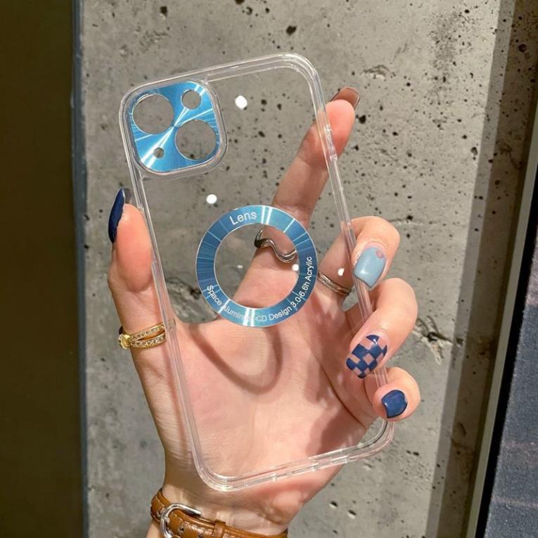 Ốp Điện Thoại Acrylic Trong Suốt Viền Kim Loại Sang Trọng Chống Rơi Cho IP 7 8 PLUS X XS MAX 11 12 13 PRO MAX