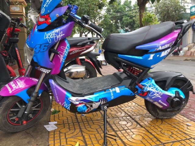 Tem trùm xe điện xmen xanh tím