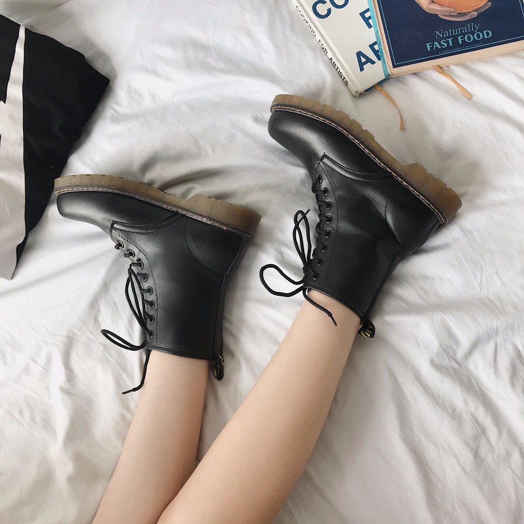 - G26_Giày ulzzang cao cổ da trơn đơn giản