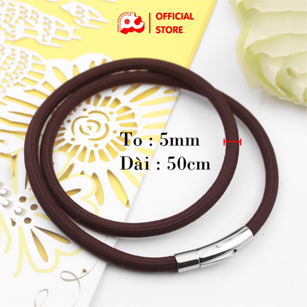 Dây chuyền dù thái thời trang PT JEWELRY kích cỡ 5mm màu nâu đen PTDCNA185